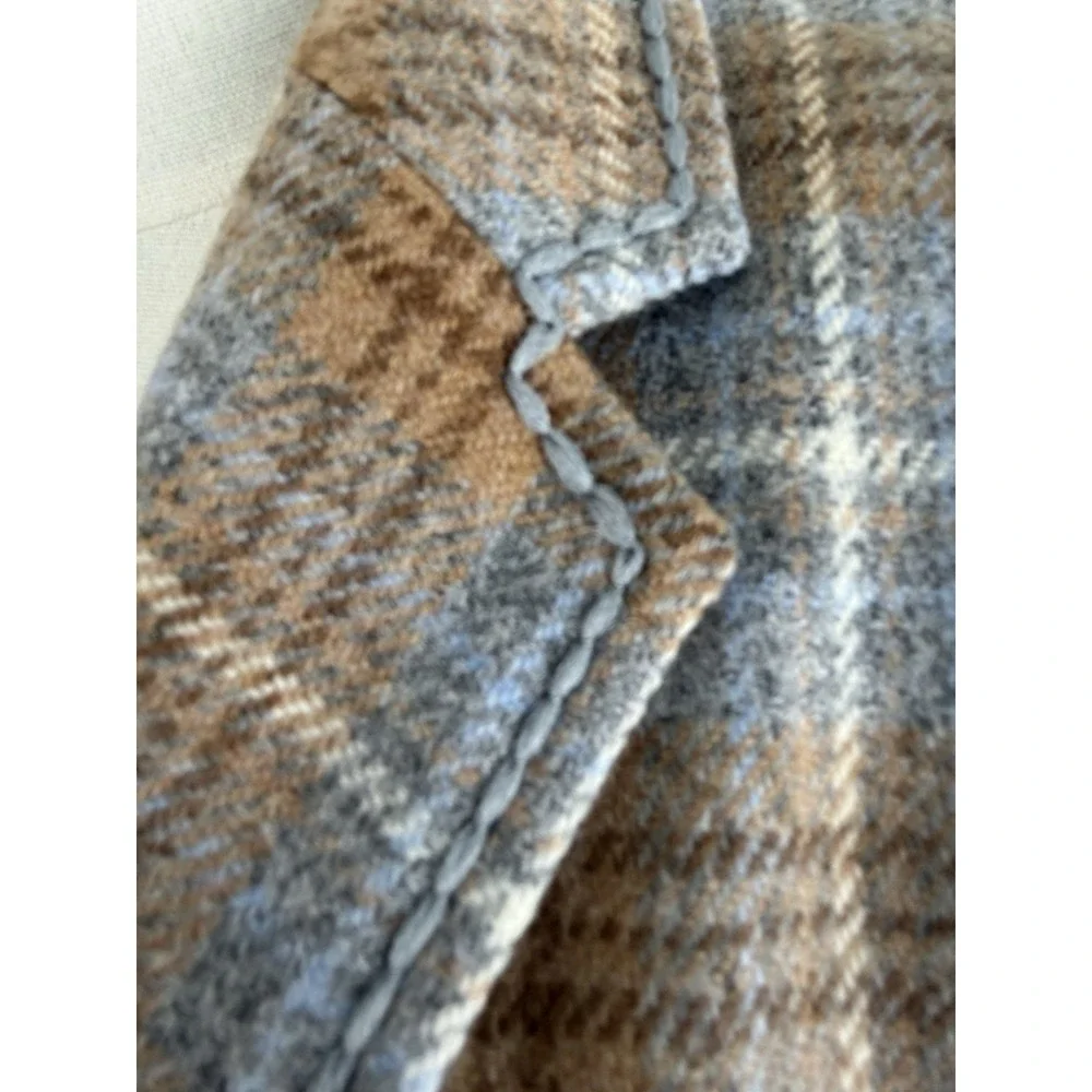 VTG Elegance Paris Plaid Button‎ Blazer Women's Medium Wool Blend Jacket Poland